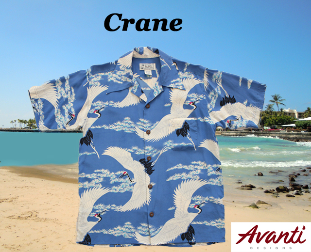 AVANTI/アヴァンティ アロハシャツ 和柄 鶴 シルク クレーン 「Crane」