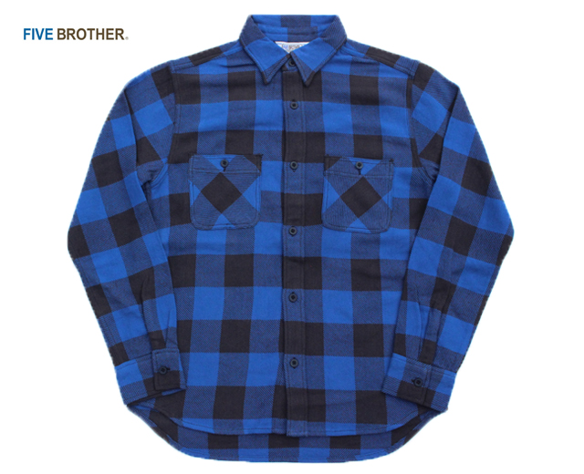 FIVE BROTHER ファイブブラザー ヘビーネルシャツ バッファローチェック 青 ブルー チェック ワークシャツ アメカジ 151960