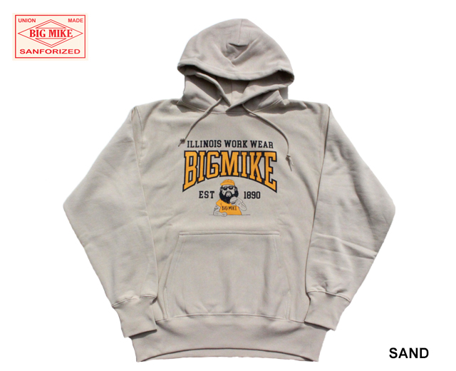 BIG MIKE ビッグマイク 「MIKE COLLEGE HOODIE」カレッジ パーカー フーディ 裏起毛 メンズ アメカジ 12オンス  102318900