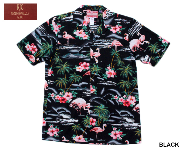RJC ロバート・J・クランシー アロハシャツ フラミンゴ＆ハイビスカス